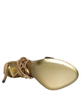 Load image into Gallery viewer, Dolce & Gabbana Gold Leather High Heels Sandals Shoes
