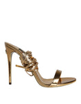 Load image into Gallery viewer, Dolce & Gabbana Gold Leather High Heels Sandals Shoes
