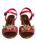 Bild in Galerie-Betrachter laden, Dolce & Gabbana Fuchsia Leather Embellished Keira Sandals Shoes
