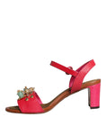 Bild in Galerie-Betrachter laden, Dolce & Gabbana Fuchsia Leather Embellished Keira Sandals Shoes
