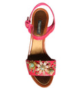 Bild in Galerie-Betrachter laden, Dolce & Gabbana Fuchsia Leather Embellished Keira Sandals Shoes
