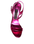 Resmi galeri görüntüleyiciye yükleyin, Dolce & Gabbana Fuchsia Leather Platform Logo Keira Sandals Shoes
