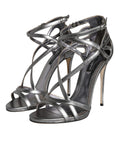 Bild in Galerie-Betrachter laden, Dolce & Gabbana Silver Keira Leather Heels Sandals Shoes
