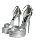 Bild in Galerie-Betrachter laden, Dolce & Gabbana Silver Leather Platform Keira Sandals Shoes
