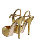 Bild in Galerie-Betrachter laden, Dolce & Gabbana Gold Bette Leather Heels Sandals Shoes
