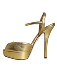 Bild in Galerie-Betrachter laden, Dolce & Gabbana Gold Bette Leather Heels Sandals Shoes
