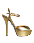 Bild in Galerie-Betrachter laden, Dolce & Gabbana Gold Bette Leather Heels Sandals Shoes
