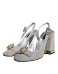 Bild in Galerie-Betrachter laden, Dolce & Gabbana Silver Crystal Slingback Heels Sandals Shoes
