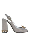 Bild in Galerie-Betrachter laden, Dolce & Gabbana Silver Crystal Slingback Heels Sandals Shoes
