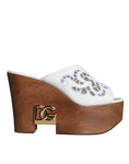 Bild in Galerie-Betrachter laden, Dolce & Gabbana White Leather Wood Mules Wedge Slides Shoes
