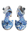 Bild in Galerie-Betrachter laden, Dolce & Gabbana White Blue Majolica Print Ankle Strap Sandals Shoes
