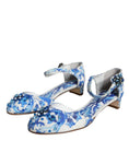 Bild in Galerie-Betrachter laden, Dolce & Gabbana White Blue Majolica Print Ankle Strap Sandals Shoes
