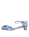 Bild in Galerie-Betrachter laden, Dolce & Gabbana White Blue Majolica Print Ankle Strap Sandals Shoes
