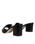 Load image into Gallery viewer, Dolce & Gabbana Black Logo Plaque Leather Heels Sandals Shoes
