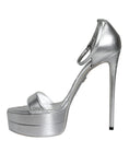 Bild in Galerie-Betrachter laden, Dolce & Gabbana Silver KEIRA Heels Ankle Strap Sandals Shoes
