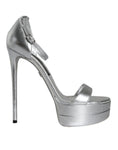 Bild in Galerie-Betrachter laden, Dolce & Gabbana Silver KEIRA Heels Ankle Strap Sandals Shoes
