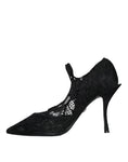 Bild in Galerie-Betrachter laden, Dolce & Gabbana Black Mary Jane Pumps Lace Crystals Heels Shoes
