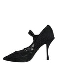 Bild in Galerie-Betrachter laden, Dolce & Gabbana Black Mary Jane Pumps Lace Crystals Heels Shoes
