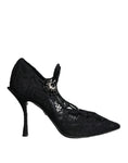 Bild in Galerie-Betrachter laden, Dolce & Gabbana Black Mary Jane Pumps Lace Crystals Heels Shoes
