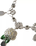 Bild in Galerie-Betrachter laden, Dolce & Gabbana Silver Brass Clear Crystal Roses Pendants Necklace
