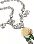 Bild in Galerie-Betrachter laden, Dolce & Gabbana Silver Brass Clear Crystal Roses Pendants Necklace
