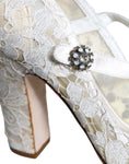 Bild in Galerie-Betrachter laden, Dolce & Gabbana White Lace Crystals Heels Sandals Shoes
