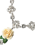 Bild in Galerie-Betrachter laden, Dolce & Gabbana Silver Brass Clear Crystal Roses Pendants Necklace
