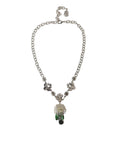 Bild in Galerie-Betrachter laden, Dolce & Gabbana Silver Brass Clear Crystal Roses Pendants Necklace
