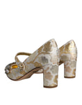 Resmi galeri görüntüleyiciye yükleyin, Dolce & Gabbana Gold Jacquard Crystal Mary Janes Pumps Shoes
