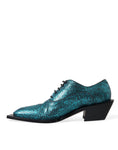 Bild in Galerie-Betrachter laden, Dolce & Gabbana Blue Leather Derby Block Heels Dress Shoes
