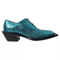 Bild in Galerie-Betrachter laden, Dolce & Gabbana Blue Leather Derby Block Heels Dress Shoes
