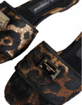 Bild in Galerie-Betrachter laden, Dolce & Gabbana Braun Leopard Logo Slides Flats Sandalen Schuhe
