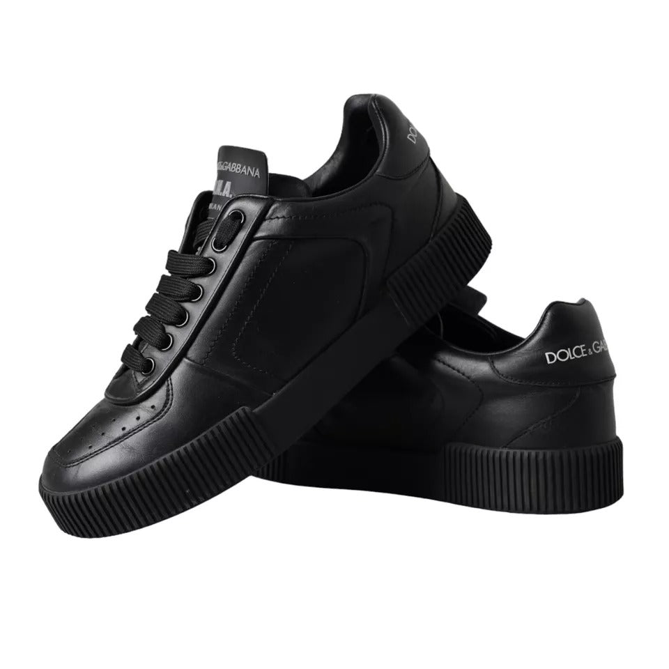 Dolce & Gabbana Schwarz Leder Low Top Sneakers Männer Schuhe