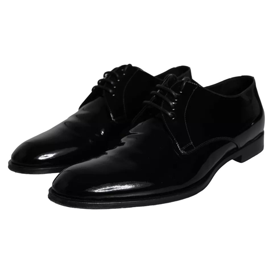 Dolce & Gabbana Schwarzes Kalbsleder Derby Herren Anzugschuhe