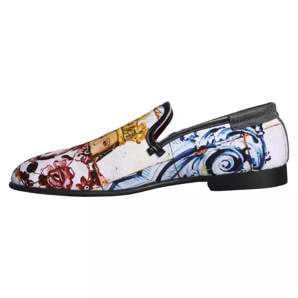 Dolce & Gabbana Multicolor Madonna Majolika Amalfi Männer Loafers Schuhe