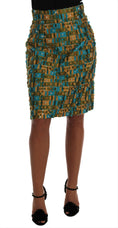 Load image into Gallery viewer, Dolce & Gabbana Elegant green jacquard high waist skirt
