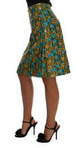 Load image into Gallery viewer, Dolce & Gabbana Elegant green jacquard high waist skirt
