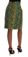 Load image into Gallery viewer, Dolce & Gabbana Elegant green jacquard high waist skirt
