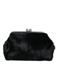 Resmi galeri görüntüleyiciye yükleyin, Dolce & Gabbana Black Fur Handbag Clutch Purse Pouch Bag
