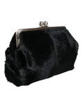 Resmi galeri görüntüleyiciye yükleyin, Dolce & Gabbana Black Fur Handbag Clutch Purse Pouch Bag
