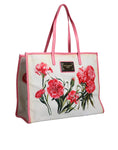 Bild in Galerie-Betrachter laden, Dolce & Gabbana White Canvas Rose Embroidery Women Shopping Tote Bag
