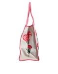 Bild in Galerie-Betrachter laden, Dolce & Gabbana White Canvas Rose Embroidery Women Shopping Tote Bag
