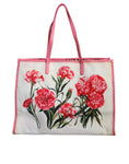 Bild in Galerie-Betrachter laden, Dolce & Gabbana White Canvas Rose Embroidery Women Shopping Tote Bag
