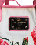 Bild in Galerie-Betrachter laden, Dolce & Gabbana White Canvas Rose Embroidery Women Shopping Tote Bag
