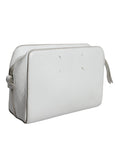 Resmi galeri görüntüleyiciye yükleyin, MM6 Maison Margiela White Leather Large Pouch Zip Handbag Women Bag
