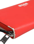 Bild in Galerie-Betrachter laden, MSGM Red Leather Continental Zip Around Card Holder Bifold Clutch Wallet
