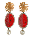 Bild in Galerie-Betrachter laden, Dolce & Gabbana Red Watermelon Gold Brass Crystal Clip Dangling Earrings
