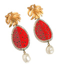 Bild in Galerie-Betrachter laden, Dolce & Gabbana Red Watermelon Gold Brass Crystal Clip Dangling Earrings
