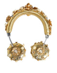 Bild in Galerie-Betrachter laden, Dolce & Gabbana Gold Leather Floral Crystal Angel Headphones
