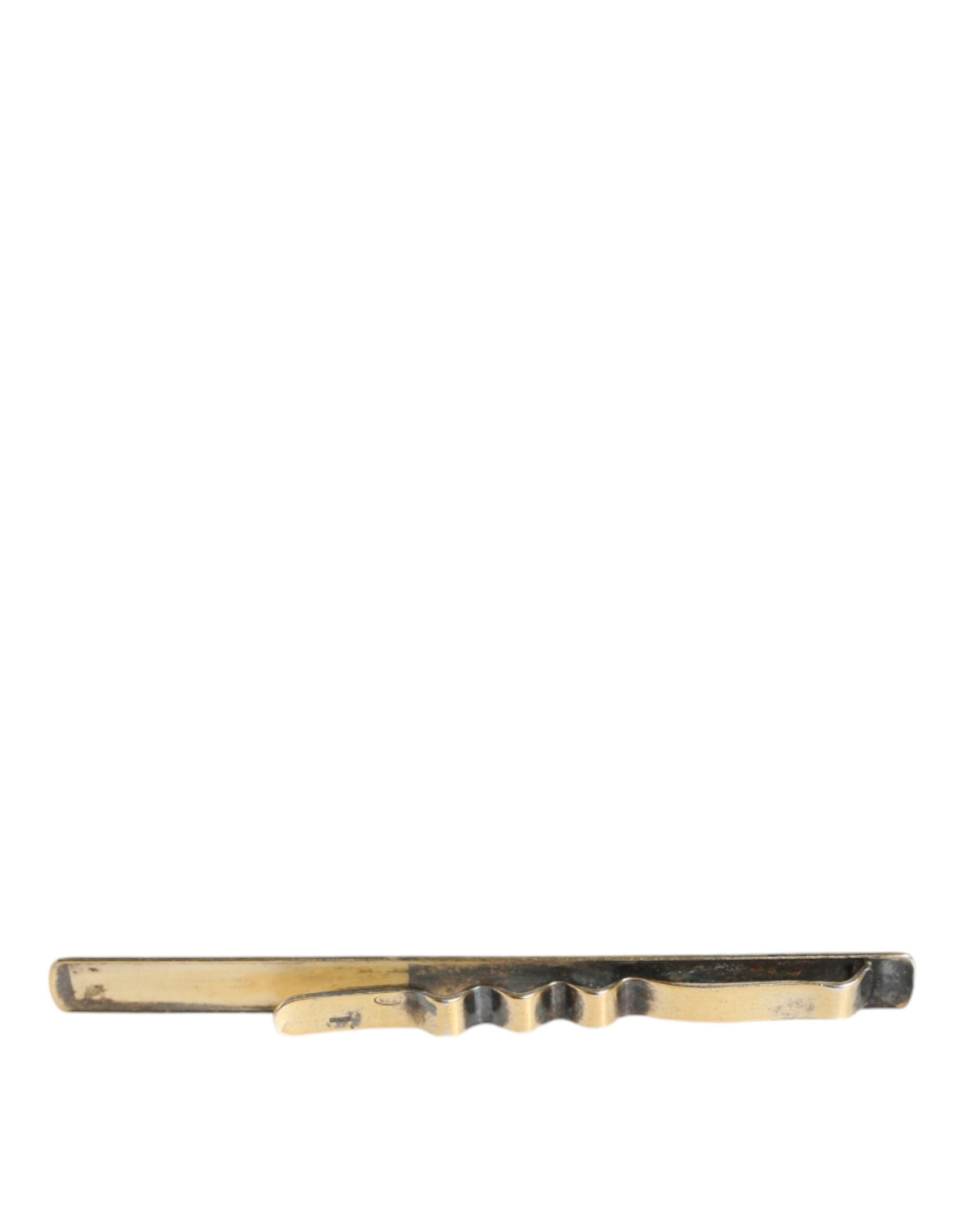 Dolce & Gabbana Gold Tone Brass Logo Branded Men Tie Clip Bar